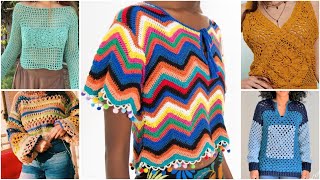 Beautiful crochet cotton thread fancy topcrochet colourful designer top designs crochetcroptop [upl. by Johna]