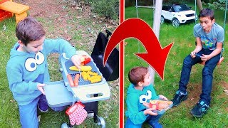 BARBECUE MAGIQUE   Il faut toujours être gentil avec son frère  Kids Pretend Play Barbecue [upl. by Millham]