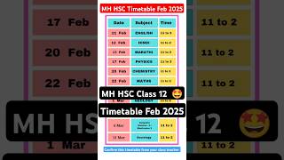 MH HSC Timetable Feb 2025  MH class 12 board exam timetable 2025  class 12 timetable 2025 hsc [upl. by Emina706]