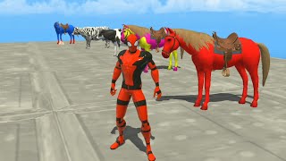 GTA Animal Parkour Animation spiderman monkey cow horse jump and Drop everything Eps 151 [upl. by Conrado]