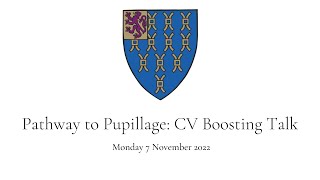 Pathway to Pupillage CV Boosting Talk November 2022 [upl. by Ahseila]