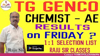 TG GENCO CHEMIST AND AE 1  1 SELECTION LIST ON FRIDAY [upl. by Evilo]