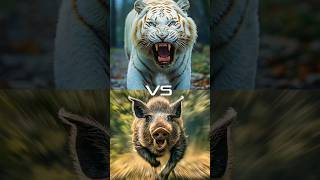 Albino Tiger vs Wild Animals Battle Wild Boar Lion Gorilla Rhino Buffalo Elephant [upl. by Dnomed]