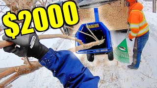 Chipping Hardwood W New Compact Wood Chipper [upl. by Nnahgaem]