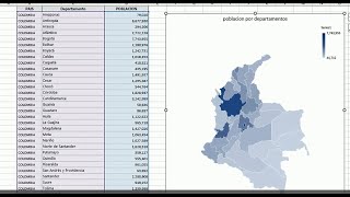 MAPAS EN EXCEL MOSTRANDO DATOS DE COLOMBIA [upl. by Naldo]