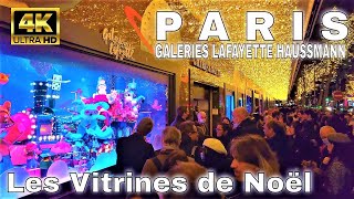 🇫🇷Paris les Vitrines de Noël 2021 Galeries Lafayette Haussmann Christmas LightsWindow Display【4K】 [upl. by Blythe]