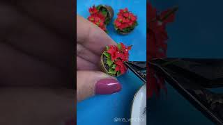 DIY Miniature poinsettia in a ceramic pot dollhouseminiatures [upl. by Rosdniw]