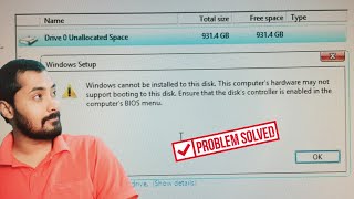 Windows Cannot Be Installed To This Disk This Computer Hardware May Not Support Booting To This Disk [upl. by Sergent83]