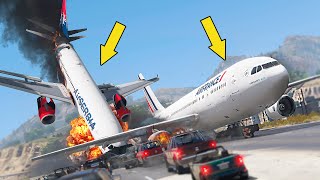 Two Plane Makes Dramatic Crash Landing on Highway Before Bursting  GTA 5 [upl. by Aihsad263]