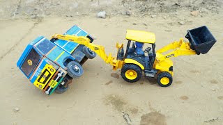 Mini Dumper Truck Mercedes Truck Accident Canal Pulling Out Mini Jcb 3dx Loader  kids Cartoon Video [upl. by Marinna]