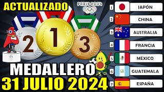 Medallero hoy 31 Julio 2024 de Juegos Olímpicos 2024 ¿Quién va ganando ASÍ ABRE tablero medallas [upl. by Kristien]