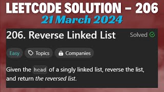 LeetCode Problem  206 Reverse Linked List  C Language  Solution [upl. by Ekusoyr]