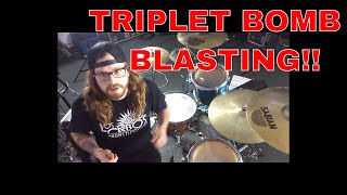 Blast Beat Techniques  How to play a triplet bomb blast  Cameron Fleury [upl. by Yeniffit843]