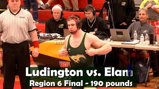 Region Six 190 lb Final  Harvey Ludington Brick Memorial vs Collin Elam Ewing [upl. by Nedap225]