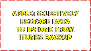 Apple Selectively restore data to iPhone from iTunes backup [upl. by Ashlie668]