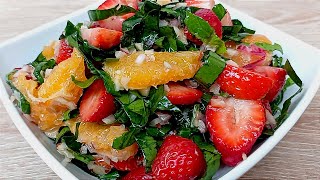 La ensalada de espinacas y fresas más fresca y deliciosa ¡Exquisita 🤤 [upl. by Zechariah78]