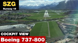 COCKPIT VIEW LANDING  Salzburg Airport SZG  Boeing 737800 [upl. by Nivla]