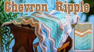 Chevron Ripple Blanket  DC 2 Tog  Easy Crochet Pattern  I love this yarn [upl. by Aili233]