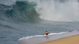 Raw Footage  World Champion Skimboarders Try to Reach Massive Waves in Mexico [upl. by Suoiluj617]