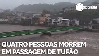 Quatro pessoas morrem em passagem de tufão pelo Japão [upl. by Gaultiero]