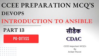 CDAC  PGDITISS  CCEE Preparation MCQs  DevOps Introduction To Ansible  Part 13 [upl. by Wales]