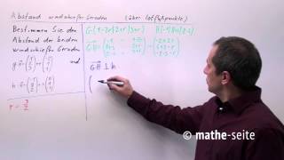 Abstand windschiefer Geraden berechnen über Lotfußpunkt Beispiel 3  V0310 [upl. by Wendalyn168]