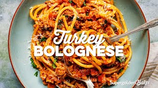 Delicious Turkey Bolognese Lean yet Hearty  Supergolden Bakes [upl. by Anafetse]