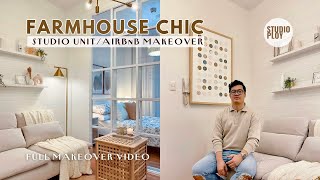 Studio Unit Makeover 28 SqM  301 SqFt Farmhouse Chic  AirBnb Makeover  Studio Ploy [upl. by Hewie]