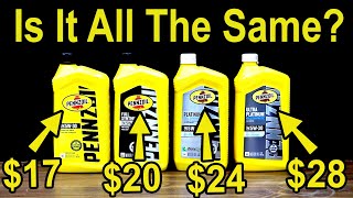 Are They All The Same Motor Oil Lets Settle This Four Levels of Pennzoil Motor Oil Compared [upl. by Washburn]