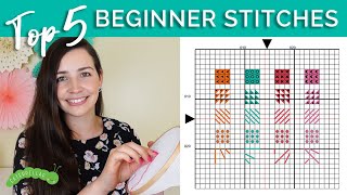 Top 5 Cross Stitches for Beginners  Caterpillar Cross Stitch [upl. by Sedgewinn]