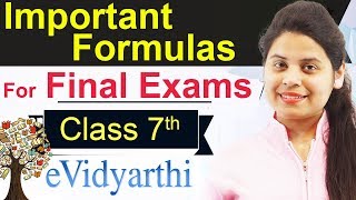 All Important Maths Formulas Class 7 Maths  CBSE [upl. by Peednus]