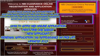 HOW TO APPLY NBI CLEARANCE ONLINE UPDATED 2023  FIRST TIME JOB SEEKER  NEWRENEWAL APPLICATION [upl. by Aeret]