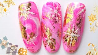 Marble snowflakes nail art Winter nails Quick and easy way to marble [upl. by Kela]