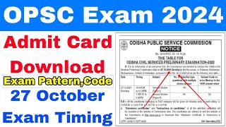 How To Download OCS2023 ADMIT Card OnlineTime Table For Odisha Civil Services Examination 27 Oct✅ [upl. by Lorette]