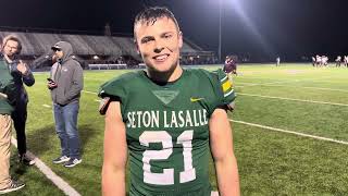 Seton LaSalle RB Logan King Discusses Semifinals Win over Steel Valley [upl. by Jestude]