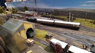 a prairie tank at Wincanton model railway exhibition on the 91124 [upl. by Nanaek]