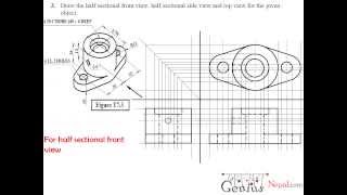 Engineering Drawing TutorialsSectional and Auxiliairy Views with Front view amp Side view T 73 [upl. by Hoskinson794]