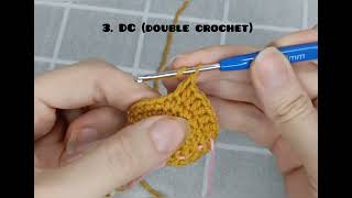 Half double crochet hdc hdc increase hdc inc double crochet dc dc increase dc inc [upl. by Arinaj]