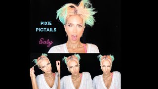 GROWING OUT PIXIE CUT  Short Hair Pigtail Tutorial [upl. by Torry358]