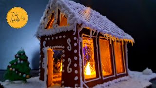 Lebkuchenhaus selber machen  Gingerbread House  Lebkuchenhaus mit Licht  Dudis Kochlöffel [upl. by Einama]