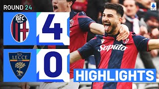 BOLOGNALECCE 40  HIGHLIGHTS  Bologna run riot at the Dall’Ara  Serie A 202324 [upl. by Astera]