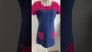 Cotton Denim Mini Dress With Cute Statement Sleeves and Pockets Size M L [upl. by Nowyt]