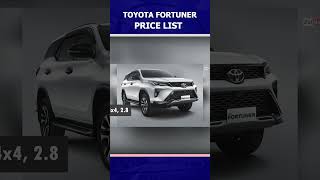 Price List Toyota Fortuner 2024 Shorts toyota toyotafortuner fortuner [upl. by Seiden]