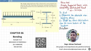 Example 612 Chapter 6 Bending  Mechanics of Material Rc Hibbeler [upl. by Anma]