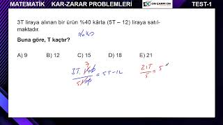 Kar  Zarar Problemleri Test 1 Soru 8 [upl. by Ennairod]