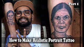 How to Make Realistic Portrait Tattoo  PART  1  Tattoo Tutorial  24 [upl. by Jehoash535]