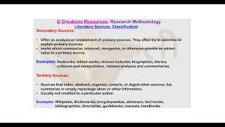 Sources Literature Ep 13 Research Methodology classification primary D Creations Resources [upl. by Benia]