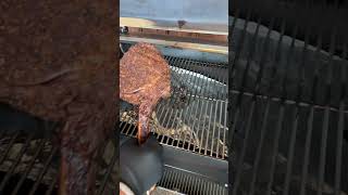 how to smoke a tomahawk steak on a pellet grill to a perfect medium rare  HowToBBQRight Shorts [upl. by Antons]