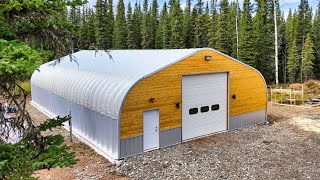 DIY Shiplap Siding  Spray Foam Insulation  Painting the Quonset Hut Shop [upl. by Eseilanna311]