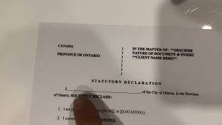 HOW TO NOTARIZE Statutory Declaration Canada [upl. by Elbas]